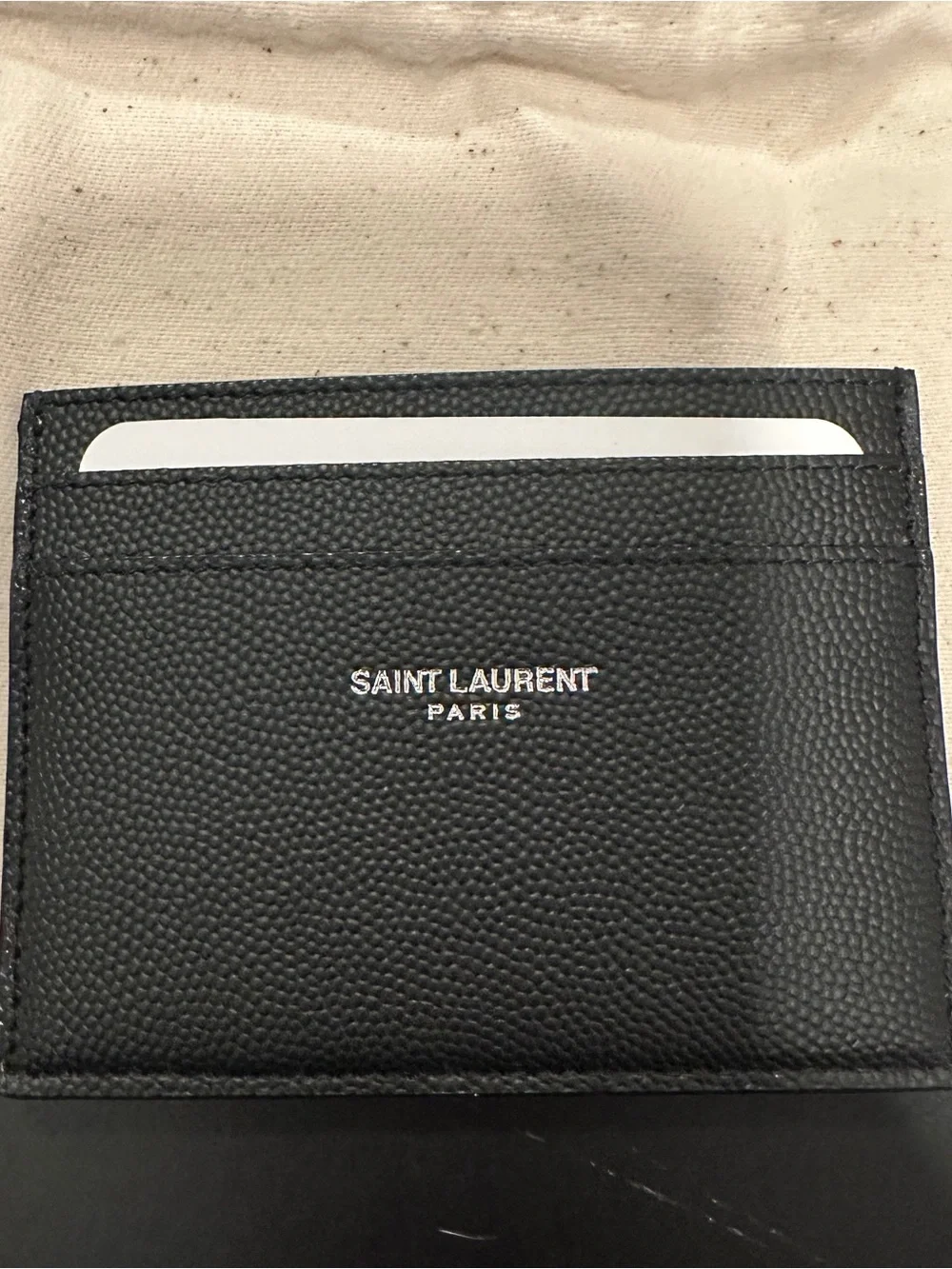 Saint Laurent Black Textured Leather Slim Card Sleeve